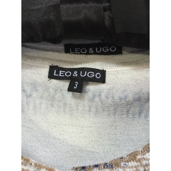 2-PC Leo & Ugo Metallic Short Sleeve Sweater Top Cardigan Set Twinset Size 3 - Picture 5 of 12